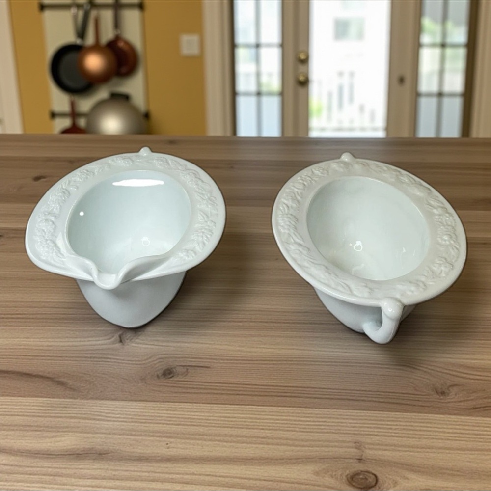 Vintage Lot ANCHOR HOCKING VITROCK Sugar AND Creamer MILK GLASS WHITE OPAQUE SET